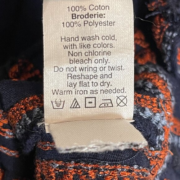 Madewell Women Embroidered Boho Navajo Tribal Fringe Scoop Neck Tank Top XS Navy - Picture 8 of 8